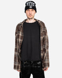 BROWN DISTRESSED OVERSHIRT