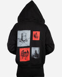 RED EMBLEM ZIP HOODIE