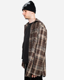 BROWN DISTRESSED OVERSHIRT