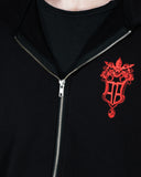 RED EMBLEM ZIP HOODIE
