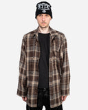 BROWN DISTRESSED OVERSHIRT