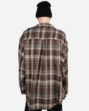 BROWN DISTRESSED OVERSHIRT