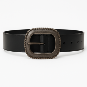 Black Logo Belt - Gun Metal