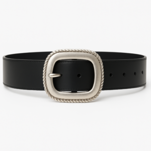 Black Logo Belt - Silver