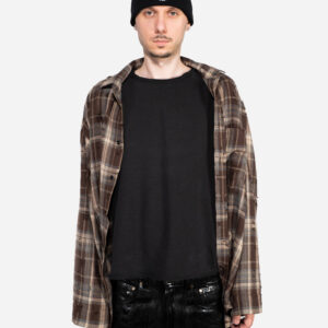 BROWN DISTRESSED OVERSHIRT